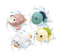 4 Pcs Baby Bath Toys, Wind Up Bath Toy, Baby Bathtub Toys Paddling Pool Toys, Floating Swimming Duck Turtle Penguin, Bath Toys for 0 1 2 3 Years Old Kids Toddlers Boys Girls Bath Gifts