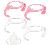 4 Pcs Baby Bottle Handles, Non-Slip Ergonomic Gripper, BPA Free Replacement Bottle Holder Compatible with Tommee Tippee, Universal Newborn Baby Feeding Accessories (2 Pink 2 White)