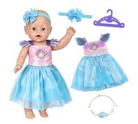 4 Pcs Baby Doll Clothes for 14-18 Inch Baby Dolls, Cute Ocean Shell Theme Baby Doll Accessories Blue Dress Headband Bracelet Clothes Hanger, Doll Clothes for 30-45cm Dolls Children Birthday Gifts