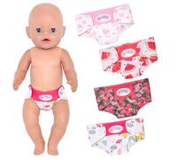 4 Pcs Baby Doll Nappies for 14-18 /36cm Inch Dolls, Sweet Reusable Baby Doll Clothes with 4 Different Patterns and Styles Doll Nappies Baby Doll Accessories Set for Kids Gifts Pretend Play Game
