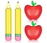 4 Pcs Back to School Balloons Inflatable Pencil Red Apple Balloon Shape Balloon for the First Day of School Classroom Birthday Party Decoration Supplies