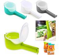 4 Pcs Bag Clips for Food Storage with Pour Spouts - Kitchen Chip Sealing Clips, Plastic Cap Sealer - Great for Organization, Blue