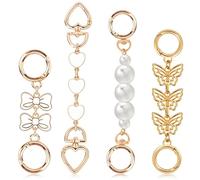 4 pcs Bag Extender Chains Purse Strap Wallet Extender Chain Handbag Purse Charms Bag Extender Chain Bow Pattern Pearl Heart Charm Accessory Decoration Replacement, Bag Chain for Purse Supplies