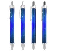 4 Pcs Ballpoint Pen, 0.5mm Medium Point Smooth Writing Black Ball Pens, Retractable Galaxy Stars Magic Glow In The Dark Gel Pens for Home