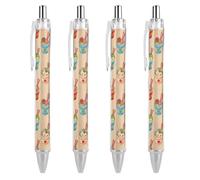 4 Pcs Ballpoint Pen, 0.5mm Medium Point Smooth Writing Black Ball Pens, Retractable Noodle Ramen Gel Pens for Home