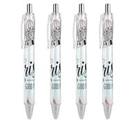 4 Pcs Ballpoint Pen, 0.5mm Medium Point Smooth Writing Black Ball Pens, Retractable Paris Eiffel Tower Gel Pens for Home