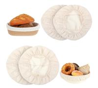 4 Pcs Banneton Proofing Basket Liners, Round Bread Proofing Covers with Linen Cloth, Elastic Banneton Basket Liner for Sourdough Baking, Reusable Pastry Cloth Baking Accessories