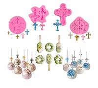 4 Pcs Baptism Cake Decorations Cross Cake Mold Cross Mold Baptism Cake Toppers for Baptism Party Supplies Baby Shower Wedding Party