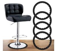 4 Pcs Bar Stools Leg Protectors Ring, Stretchable Silicone Non Slip Chair Leg Protector, No Scratches No Noise Chair Footrest Bottom Pads Protect Wooden Floor, Fits 14.5"-16.5" Round Base (Black)