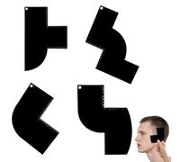 4 PCS Barber Line Up Tool Hair Fade Beard Guide Template Set with W S T V Shape and Punched Hole for Professional Stylists Men to Style Hair Beard at Salon Home Black