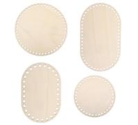 4 PCS Basket Wooden Base, Natural Unfinished Wood Bottoms, 4 Sizes Oval & Round Circle Shapes, Wooden Base Shaper, for DIY Crochet Bags, Weaving Baskets, Purse Making, Crafts, Home Decor