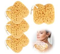 4 Pcs Bath Sponge, 13.5 x 12.5 x 6cm Large Shower Sponge, Body Wash Sponge with Dense Foam for Adults and Kids Body Deep Exfoliating (Yellow)