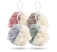 4 Pcs Bath Sponge Set, 60g Large Bath Sponge, Mesh Bath Sponge, Loofah Sponge, Exfoliating Sponge, Deeply cleanses pores, Produces Rich Lather and Effectively removes Dead Skin Cells (4 Colors)