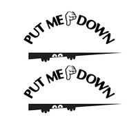 4 Pcs Bathroom Toilet Seat Stickers Wall Art Decal Funny Vinyl Hand Gesture Sign Removable (2 Pcs Monster + 2 Pcs Put Me Down) (Black)