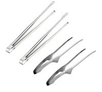 4 Pcs BBQ Tongs, Stainless Steel Kitchen Cooking Tongs with Long Handle for Barbecue and Salad Serving, Metal Food Tongs for Indoor and Outdoor Cooking, Korean Food Preparation Utensils