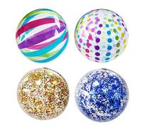 4 PCS Beach Balls Inflatable Balls and Glitter Beach Ball set, Colorful Polka Dots Rainbow, Inflatable Beaches Ball Giant Beaches Blow Up, Blow up for Swimming Pool Party