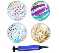 4 Pcs Beach Balls Inflatable Set,Inflatable Beach Ball with Air Pump for Swimming Pool Parties, Inflatable Ball Summer Outdoor Water Games, Holiday Play Garden Fun and Pool Party Decoration( 40cm)