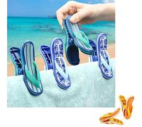4 Pcs Beach Towel Clips Blue Slipper Large Laundry Pegs Towel Clips for Sun Loungers Strong Sunbed Pegs Beach Chair Holder Heavy Duty Bath Clothes Clips Pool Beach Towel Pegs Indoor Outdoor