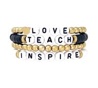 4 Pcs Beaded Teacher Bracelet For Women Love Teach Inspire Beaded Teacher Bracelets Handmade Teacher Appreciation Stackable Bracelets For Teacher, One Size, no gemstone
