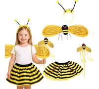 4 PCS Bee Costume for Kids, Mini Beast Costume Kids with Wings, Headband, Magic Wand and Skirts Suitable for Carnivals, Christmas Parties, Halloween, Role-Playing Events