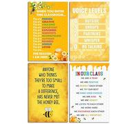 4 Pcs Bee Posters Retro Vintage Bee Poster for Classroom Middle High School Studying Room Beehive Chart Student Children Classroom School 11x17 Inch