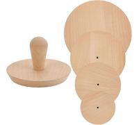 4 Pcs Beech Wood Pottery Molds Set, 4.7/6.3/7.7/9.4inch Round Ceramic Top Tool, Clay Plate Press Mould with Handle for Making Pottery Bowls and Plates