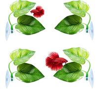 4 Pcs Betta Fish Leaf Hammock Betta Spawning Leaves with Suction Cup, The Natural Habitat, for Spawning Resting Aquarium Fish Tank Decoration Style, Beautiful, Strong and Durable(Green).