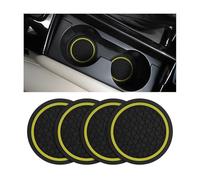 4 Pcs Beverage Cup Holder Coasters for Citroen C5 Tourer 2008-2017, Vehicle Interior Drink Receptacle Accessories Washable Centre Console Mats,Yellow