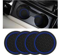4 Pcs Beverage Cup Holder Coasters for Dacia Jogger 2021 2020 2019 2018 2022 2023 2024, Vehicle Interior Drink Receptacle Accessories Washable Centre Console Mats,Blue