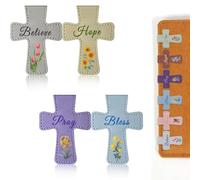 4 Pcs Bible Magnetic Bookmarks - Double-Sided Christian Cross Leather Page Clips, Religious Easter Verse Gift for Women Men Students Teachers Book Lovers, Father's Day Reading Supplies