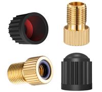 4 PCS Bicycle Valve Adapter, Brass Presta Valve Adaptor, Convert Presta to Schrader for Bikes and Cars, Inflate Tire Using Standard Pump or Air Compressor
