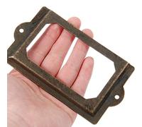 4 Pcs Big Bronze Tag Label Frames Antique File Name Holders Card Labels Holder for Office File Drawer Medicine Case Pharmacy Apothecary Cabinet Library Chest Large Size (Length:5", Width:2-3/4")
