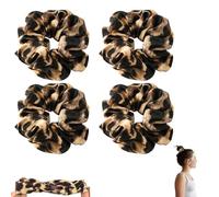 4 PCS Big Leopard Print Hair Scrunchies for Women, Soft and Durable Leopard Print Silk Scrunchies for Hair, Large Scrunchie Very Suitable for Girls and Women Daily use Special Occasions for
