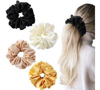 4 PCS Big Scrunchies for Women, Large Satin Hair Ties No Damage, Oversized for Sleeping, Jumbo for Curly Hair, Extra Large for Thick Hair, Giant