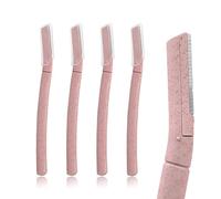 4 Pcs Biodegradable Wheat Straw Eyebrow Razor Shaper Kit, Face Razors for Women, Facial Hair Remover Ideal for Peach Fuzz, Eyebrow Shaper, Eco-Friendly Dermaplaning Blades for Face.
