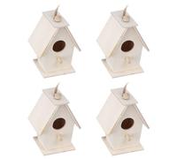 4 Pcs Bird House, Hanging Type Innovative Wood Bird House Nests Cage Ornament Crafts, Outdoor Hanging Wooden Bird House for Garden Courtyard Decoration, 6.5x4x5 cm
