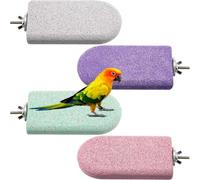 4 Pcs Bird Perch Beak Grinding Stone ,Parrot Beak GrindingToy Nail Trimming Stone Claws Trimmer for Parakeets Budgies Cockatiels Lovebirds Cage Stand Platform (Mix-4pcs)