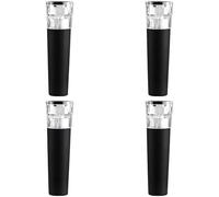 4 Pcs Black Acrylic Wine Vacuum Stopper Set, Food-Safe Silicone Wine Preserver Pump for Keeping Freshness, Air-Tight Bottle Seal with Clear Top, 3.3 x 0.6 x 0.6 in for Various Bottles