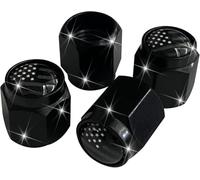 4 Pcs Black American Flag Tire Valve Stem Caps Cover, Metal Air Valve Cap, Aluminum Car Wheel Stem Caps, Universal Stem Covers for Cars, Trucks, Bikes, Motorcycles, Corrosion Resistant