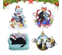4 Pcs Black Cat Christmas Ornament, Cute Cat Christmas Decoration Pendant for Christmas Tree, Car Hanging Ornaments Xmas Tree Hanging Pendant, Birthday Gift for Cat Lovers, Home Decor