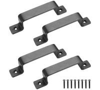 4 Pcs Black Door Handles, Vintage Cast Iron Door Handles, Shed Door Handles Black Gate Handles for Wooden Gates, Internal External Door Pull Handles for Wardrobe Garage Door Barn Door Handles