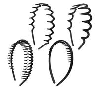 4 Pcs Black Headband with Teeth, Wavy Zig Zag Headband with Shark Teeth Plastic Non Slip Hair Hoop Fashion Effortless Hairband Hair Accessory for Women Men Teen Girls, Black