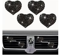 4 Pcs Black Heart Air Vent Clips,Cute Car Air Fresheners Vents Clips Car Diffuser Diamond Interior Decor Charm Accessories Air Fresheners Interior Accessories