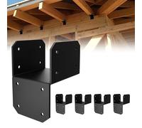 4 Pcs Black Joist Anchor Connector, Post Caps Tie Bracket for 4"x 4", Steel Mounting Joist Hanger Brackets, Truss to Beam Connector Roof Tie Header Hanger for Supporting Beams Rafters
