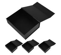 4 Pcs Black Magnetic Folding Gift Box 26x19x8cm for Presents | Paper and Magnet Build, Collapsible Lid Design, Holidays or Bridesmaid Proposal, for Cosmetics and Watches