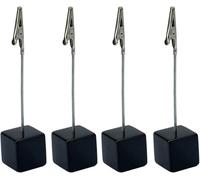 4 Pcs Black Memo Clip Holders Stand with Alligator Clasp Pictures Card Paper Note Clip for Office Home Use, Workspace Organizers Desk Accessories