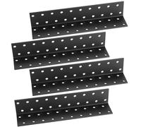 4 Pcs Black Metal Angle Brackets for Wood - Corner Brackets for Raised Garden Bed, Fixing Repairing Jointing Furniture Shelves Cabinets, 200x40x40mm, Screws Included