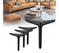 4 Pcs Black Metal Replacement Legs for Furniture DIY Support Feet for Cabinets Desks Sofas Bookcases & Dressers Includes 16 Screws 18cm/7.1in Height