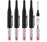 4 Pcs Black Multi Purpose Deep Hole Marker Pens,Long Nib Head Marker Waterproof Colorful Carpenter Pen for Bathroom Woodworking Decoration,Permanent Markers Marker Pens
