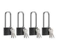 4 Pcs Black Padlock with Keys, 3.4 Inch Long Keyed Padlocks, Shackle Pad Lock with Keys, Lock and Key Set for Outdoor Fence Storage Unit Toolbox Shed Gym Locker Padlocks with Key
